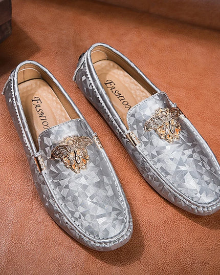 Men's Faux Leather Loafers - Slip-On Flat Dress Shoes for Men