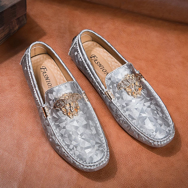 Men's Faux Leather Loafers - Slip-On Flat Dress Shoes for Men