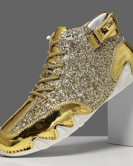 Men's Glossy High-Top Sneakers – Stylish & Durable Men's Shoes