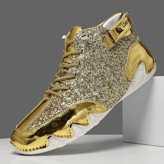 Men's Glossy High-Top Sneakers – Stylish & Durable Men's Shoes
