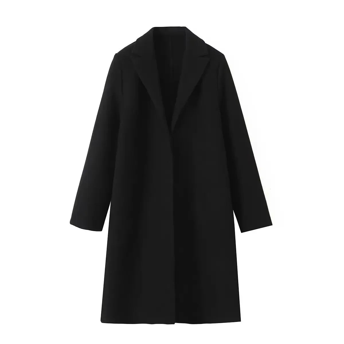 Women's Woolen Coat - Open Stitch Long Trench Coat for Women