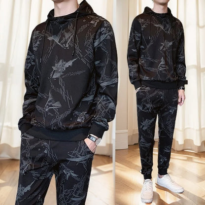 Men's 2-Piece Running Sweatshirt and Hoodie Set with Pants - Activewear for Comfort and Performance