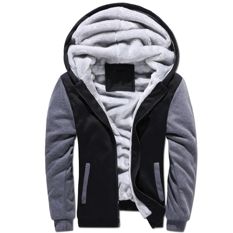 Men's Zipper Hoodie Fleece Thickened Jacket