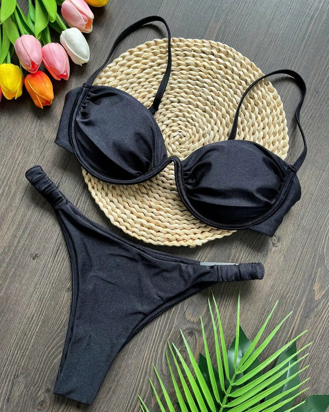 Women's Braided Rope Bikini Set – Two-Piece Triangle Swimwear