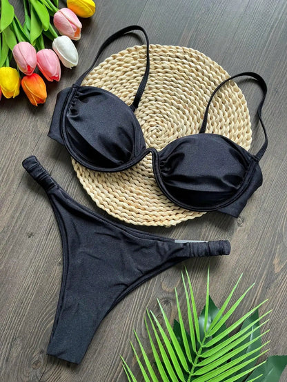 Women's Braided Rope Bikini Set – Two-Piece Triangle Swimwear