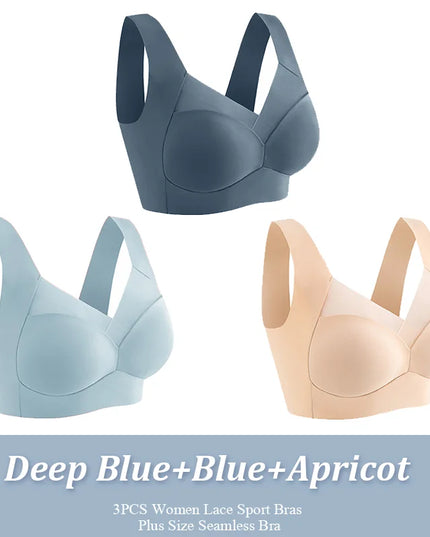 3-Pack Plus Size Women's Lace Backless Sport Bras
