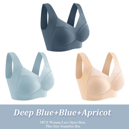 3-Piece Women's Seamless Lace Sports Bras