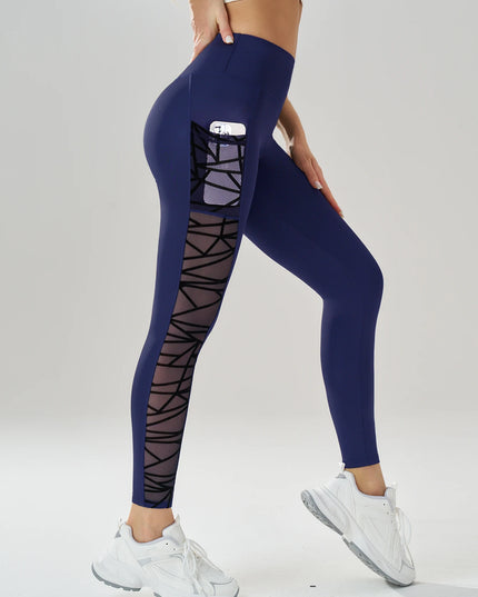 High Waist Women's Leggings with Side Mesh