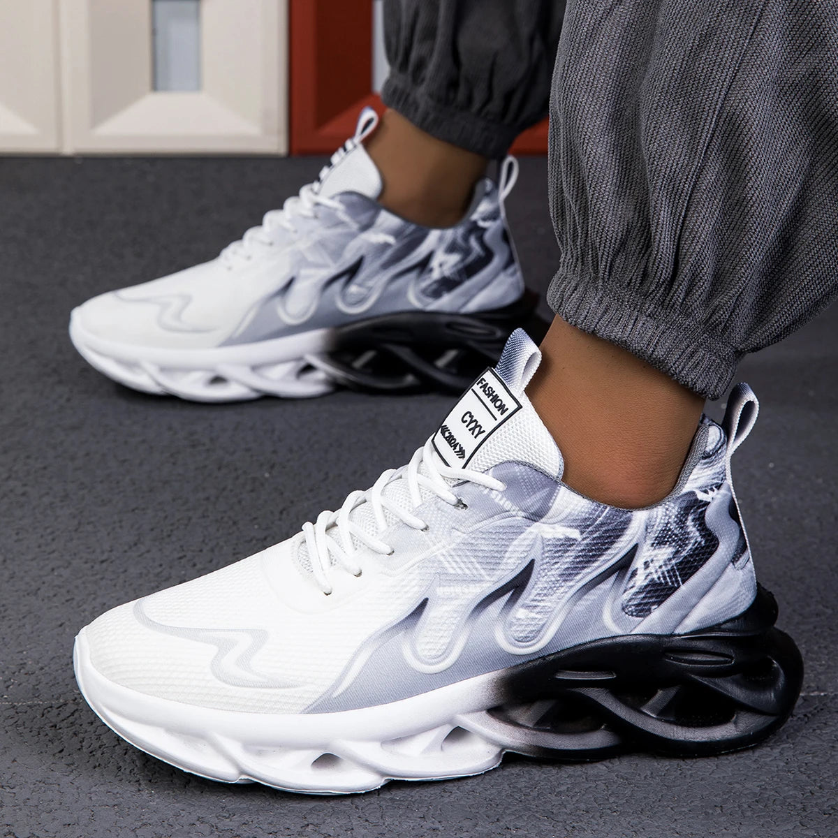 Unisex Lightweight Mesh Running Sneakers - Breathable, Comfortable, Flat Lace-Up Athletic Shoes