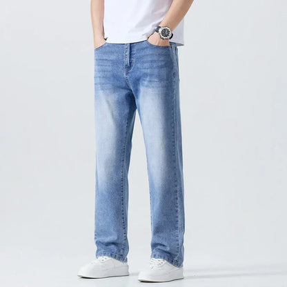 Slim Fit Straight Jeans for Men - Soft, Breathable, Loose Fit Denim Pants