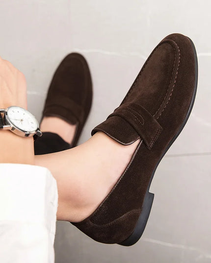 Faux Suede Men’s Casual Shoes – Breathable, Comfortable Slip-On