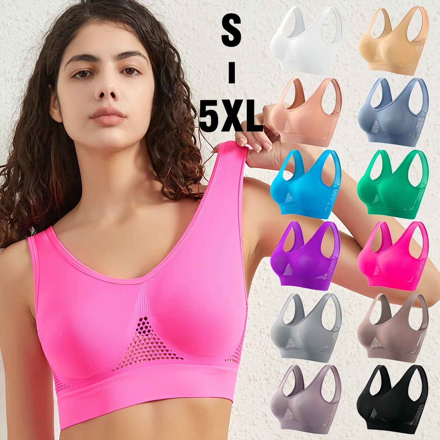 Women's Breathable Sports Bra with Soft Push-Up Support