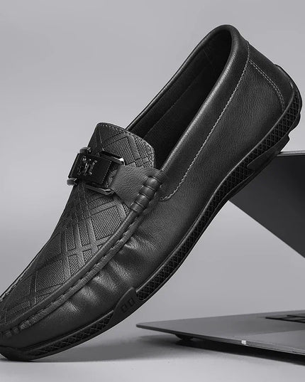Men's Casual Faux Leather Shoes - Breathable Slip-On Design