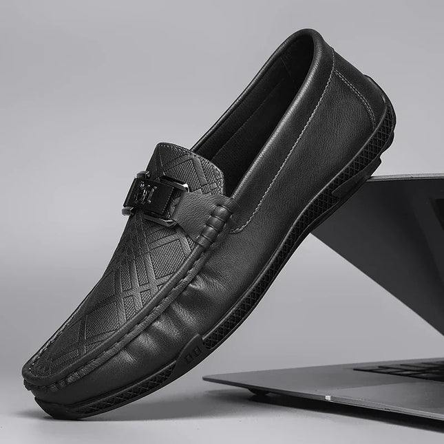 Men's Casual Faux Leather Shoes - Breathable Slip-On Design