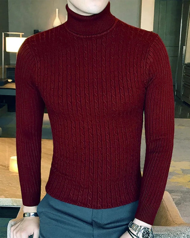 Men's Thick Knitwear Long Sleeve Turtleneck Sweater