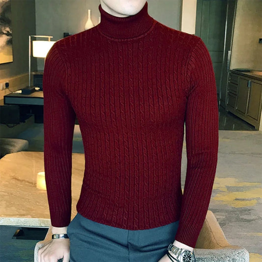 Men's Thick Knitwear Long Sleeve Turtleneck Sweater