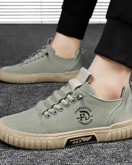Men's Casual Canvas Lace-Up Sneakers – Comfortable Flat Sneakers for Everyday Wear