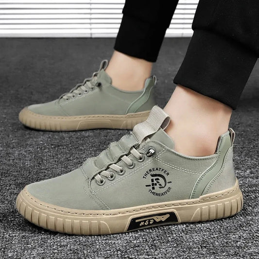 Men's Casual Canvas Lace-Up Sneakers – Comfortable Flat Sneakers for Everyday Wear