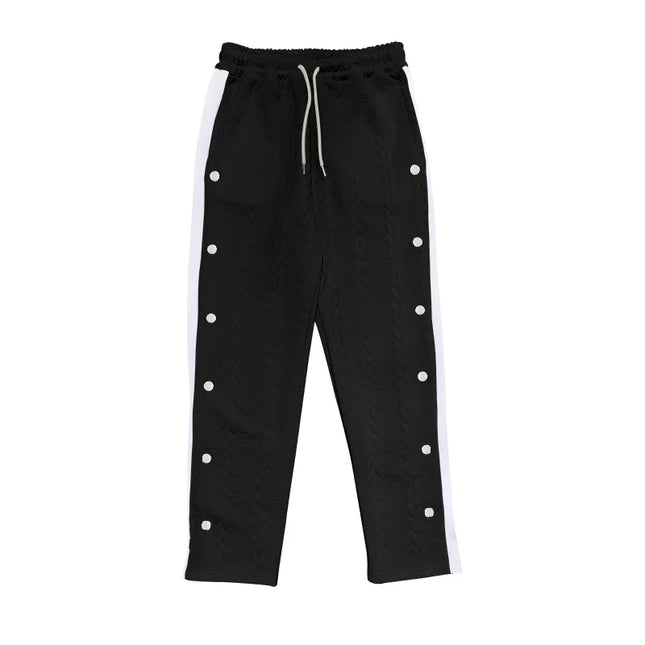 Men's Loose Fit Drawstring Joggers with Side Buttons