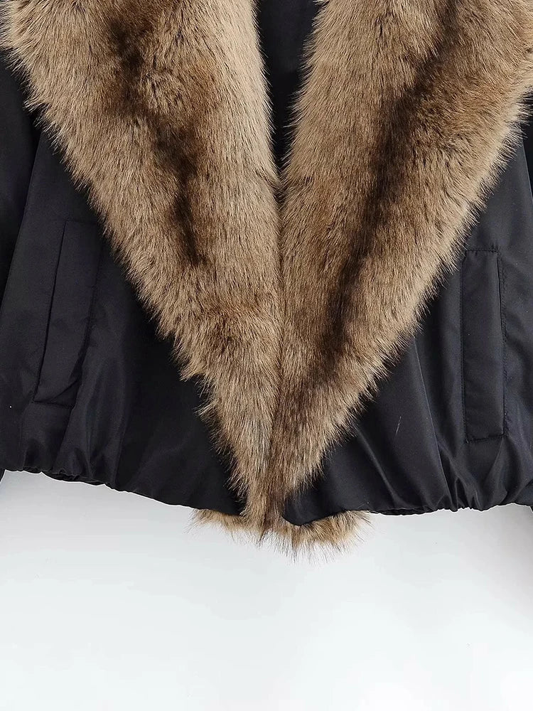 Women's Casual Jacket with Lapel and Fur Collar
