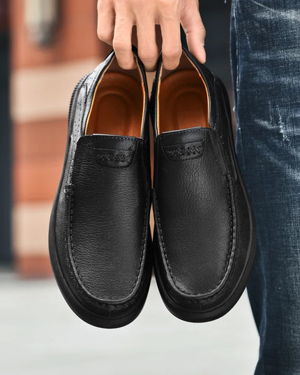 Men's Casual Leather Slip-On Loafers - Comfortable Men's Dress Shoes