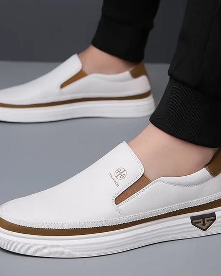 Men’s Leather Slip-On Loafers — Comfortable Flat Shoes