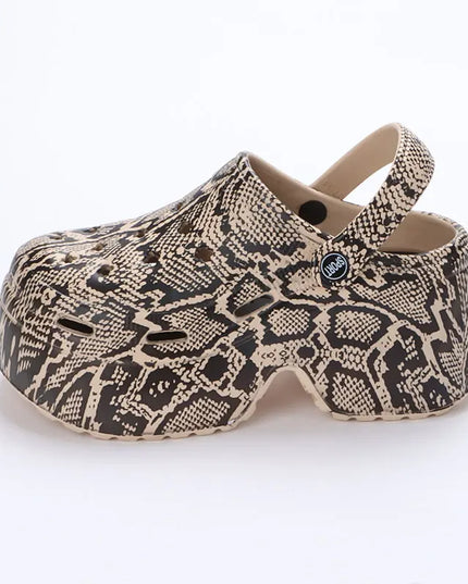 Leopard Print Chunky Platform  for Women – Closed Toe Sandals with Thick Sole