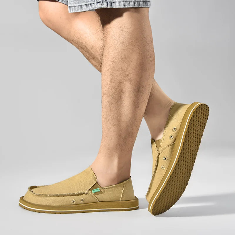 Men's Canvas Casual Sneakers & Loafers – Breathable Low-Top Shoes
