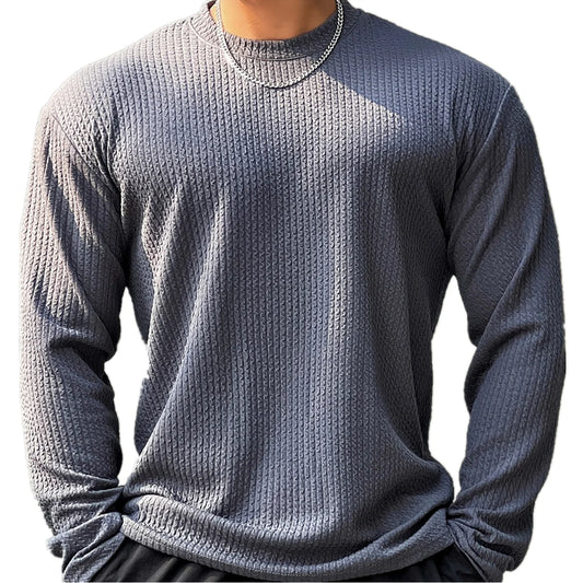  Men's Long Sleeve Slim Fit Striped Sweater  