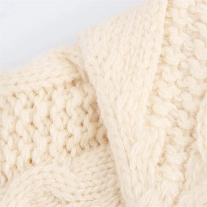 Women's Knitted Medium Long Coat with Open Collar – Stylish & Cozy Outerwear for Women