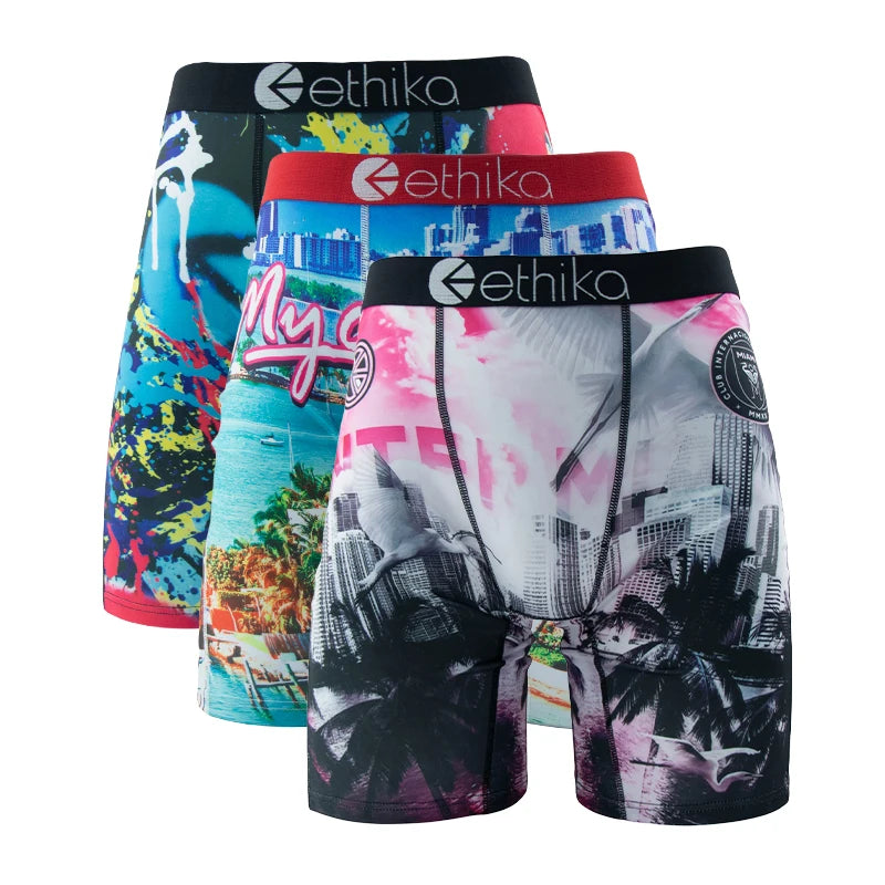 ETHIKA Men's 3-Pack Breathable Boxer Briefs Underwear