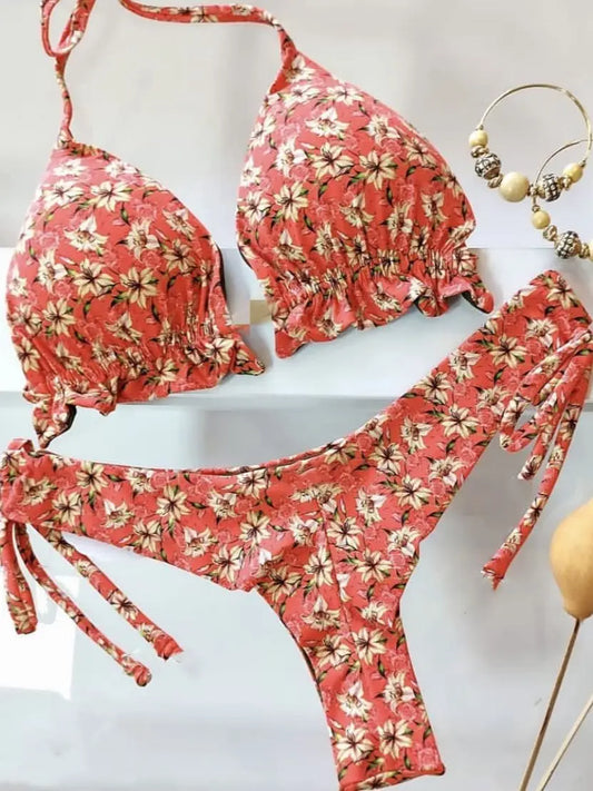 Women's Printed Brazilian Push-Up Bikini Set - Various Colors