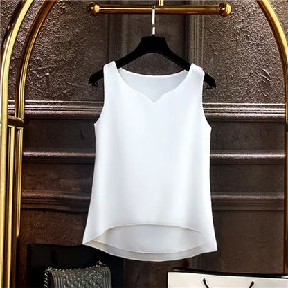 Sleeveless Chiffon V-Neck Blouse for Women