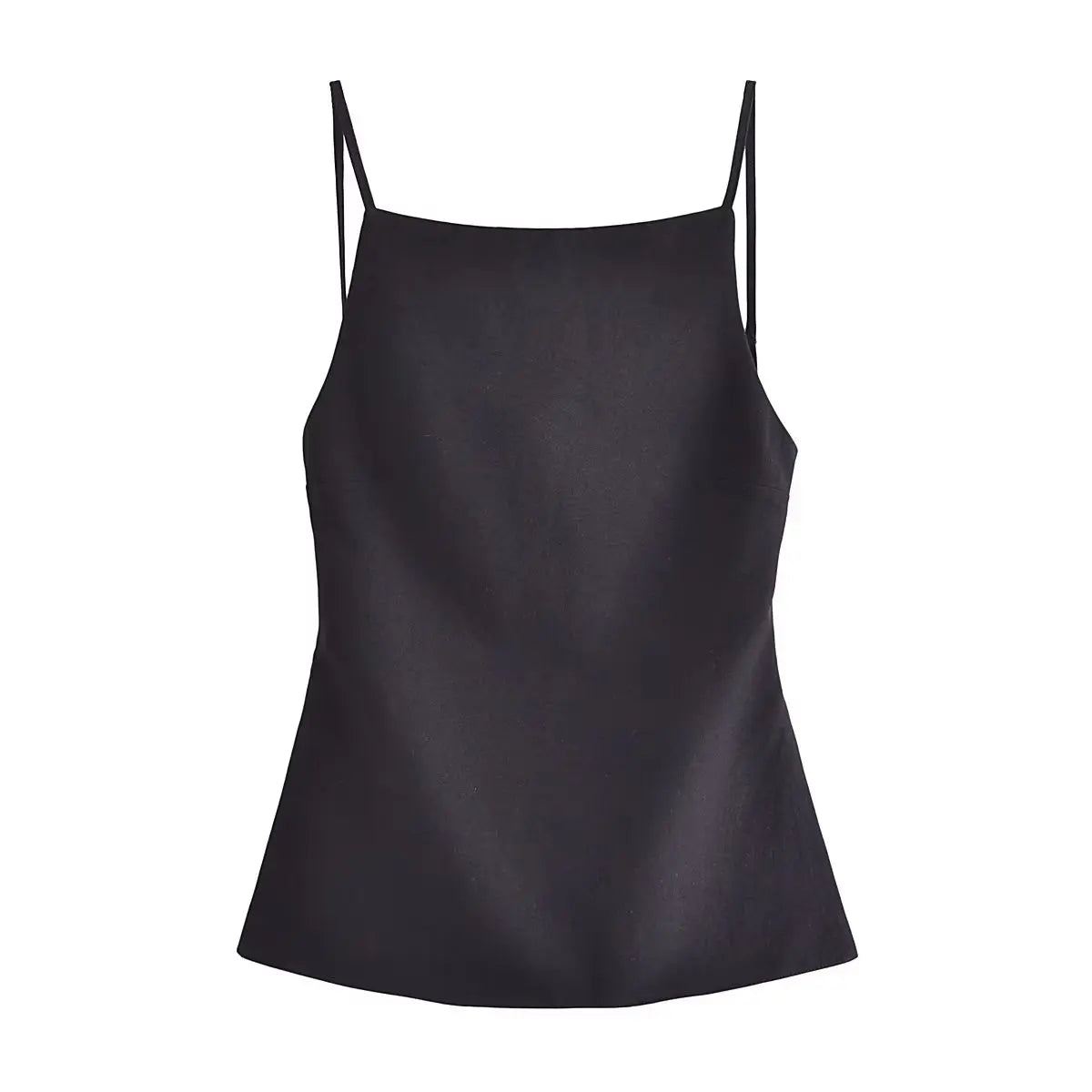 Women's Lace-Up Backless Camisole with Vintage Style, Thin Straps, and Square Collar