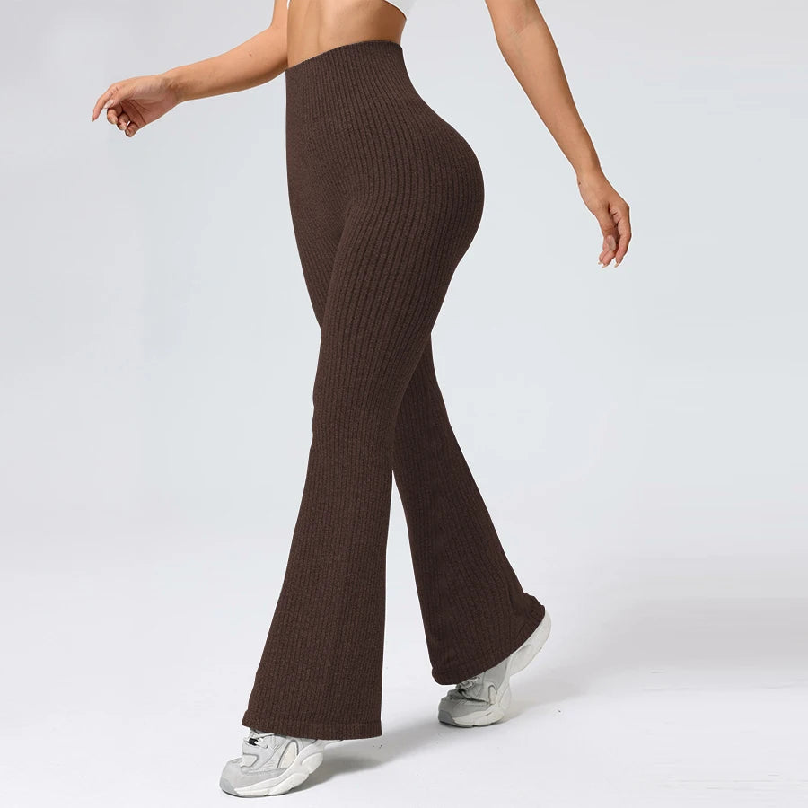 Women's Seamless High-Waisted Flare Pants with Stretch