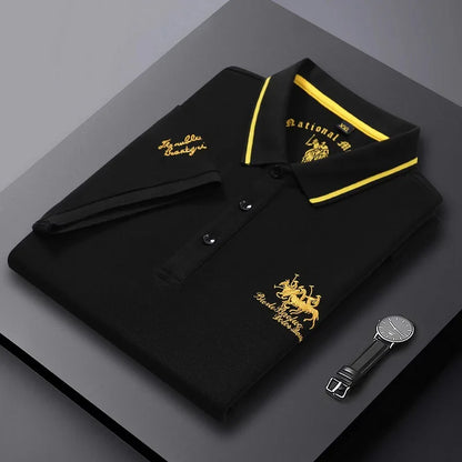 Men's Luxury Short Sleeve Embroidered Polo T- Shirt