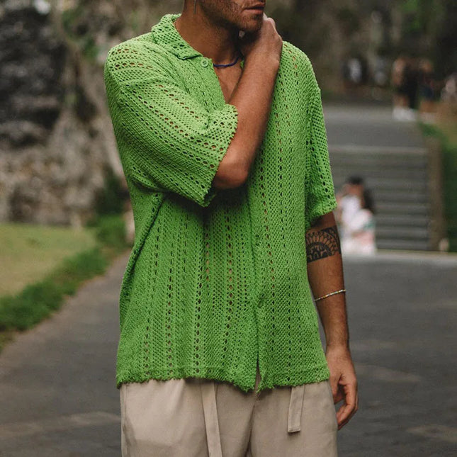 Men's Casual Knitted Mesh Shirt