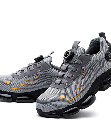 Rotating Button Men’s Anti-Puncture Protective Sneakers – Durable, Comfortable Work Shoes for Men