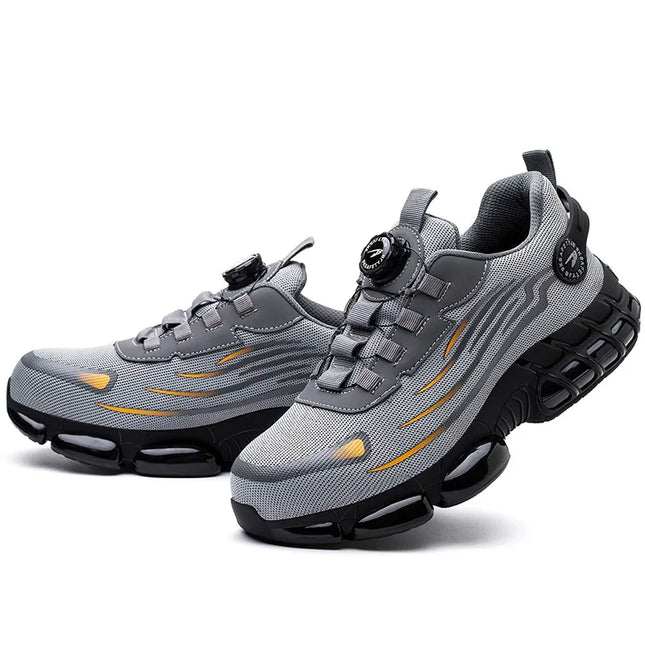 Rotating Button Men’s Anti-Puncture Protective Sneakers – Durable, Comfortable Work Shoes for Men
