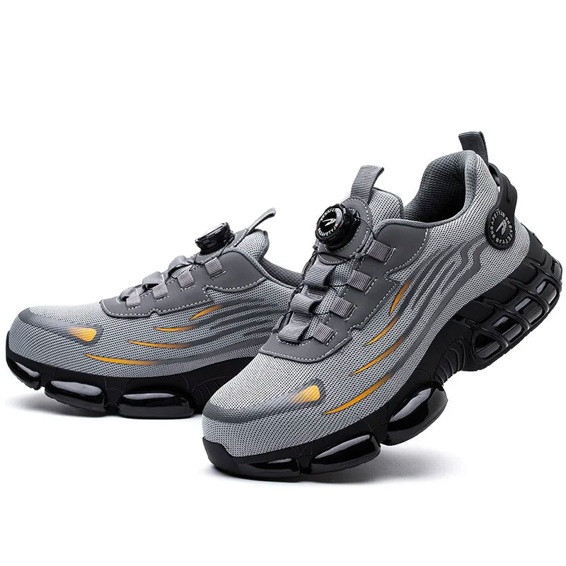 Rotating Button Men’s Anti-Puncture Protective Sneakers – Durable, Comfortable Work Shoes for Men