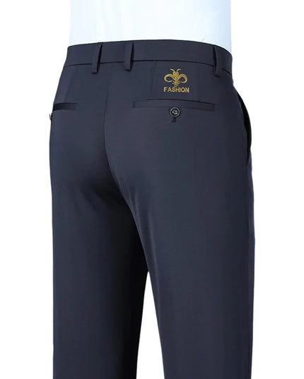 Men’s Casual Stretch Pants with Embroidered Details