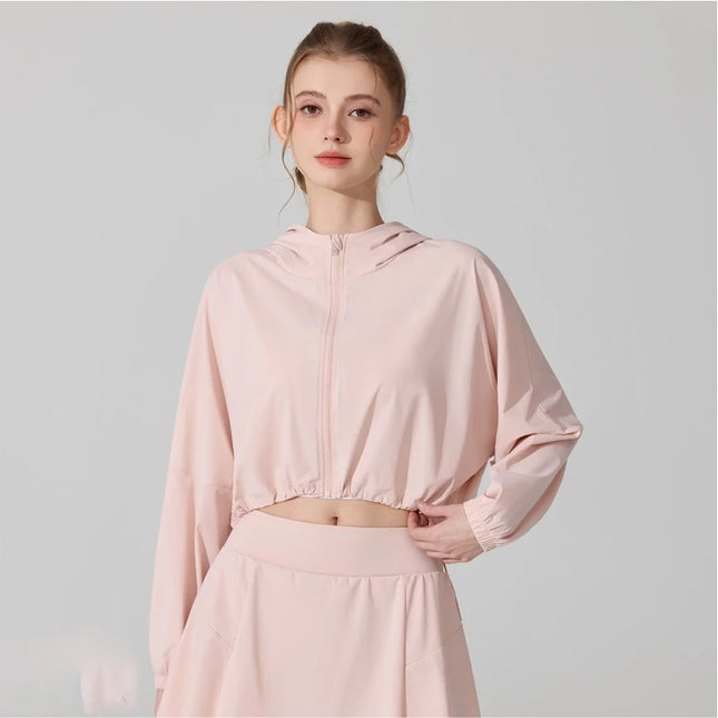 Women's Activewear Cropped Jacket - Breathable & Quick-Drying