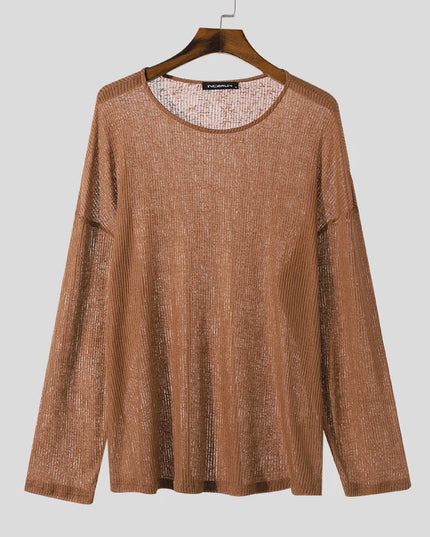 Men's Loose Knitted Transparent Sweater