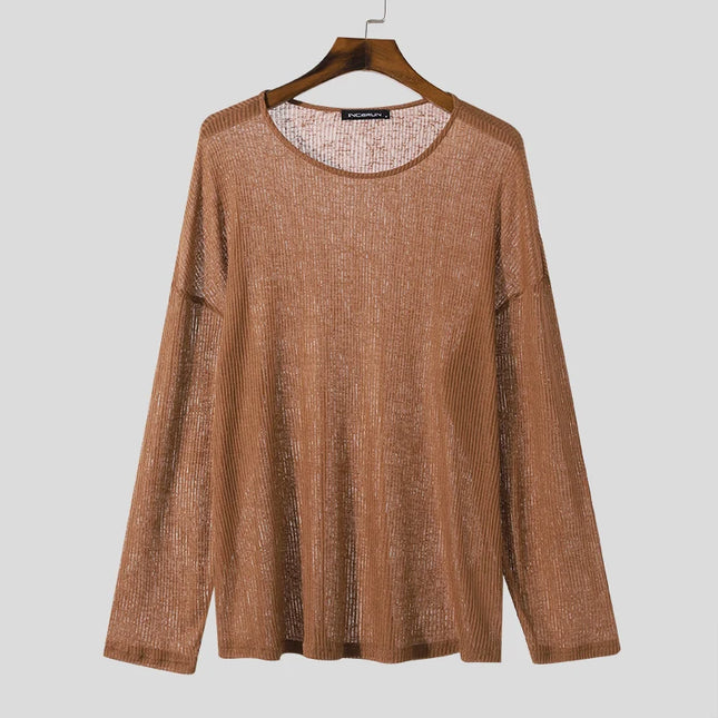 Men's Loose Knitted Transparent Sweater