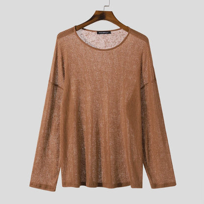 Men's Loose Knitted Transparent Sweater