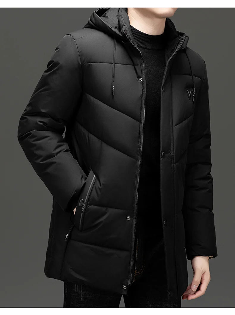 Men's Cotton Padded Hooded Coat - Oversized Parka Jacket for Men