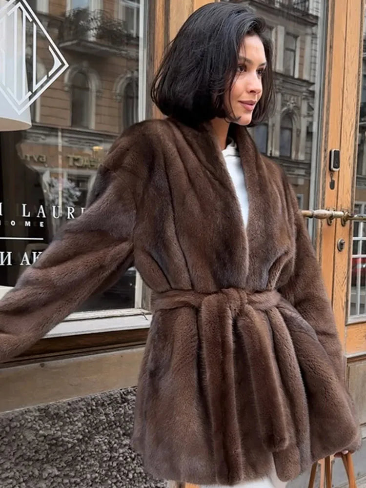 Women's Faux Fur Short Coat with Lapel Collar - Stylish Warm Outerwear for Women