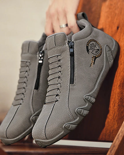 Men's Casual Flat Bottom Sneakers with Side Zipper – Stylish & Comfortable Men's Sneakers