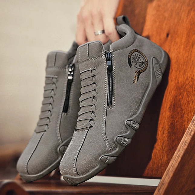 Men's Casual Flat Bottom Sneakers with Side Zipper – Stylish & Comfortable Men's Sneakers