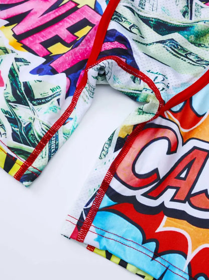 Men's Breathable Graffiti Print Boxer Briefs
